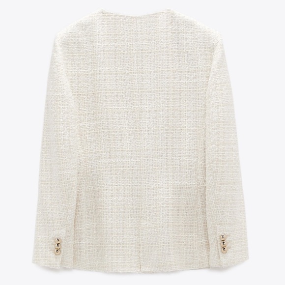 ZARA Double Breasted Textured Weave Jacket - Picture 4 of 5